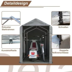 Förråd 187x100x160 cm, cykelgarage, trädgårdsskjul, lagerzelt, mörkgrå