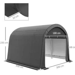 Förrådstält 3×3 m UV-skydd vattenavvisande, stål/PE, grå, två rullportar