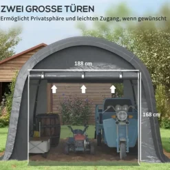 Förrådstält 3×3 m UV-skydd vattenavvisande, stål/PE, grå, två rullportar