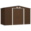 Förvaringsbod i metall - Robust och ventilerad redskapsbod | Färg: Brun | Storlek: 257x205x178 cm