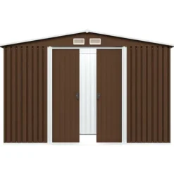 Förvaringsbod i metall - Robust och ventilerad redskapsbod | Färg: Brun | Storlek: 257x205x178 cm