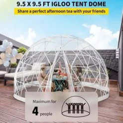 9,5ftx9,5ftx5,8ft genomskinligt bubbeltält med ventilation, högkvalitativa material, stort inre utrymme, vindtät, vattentät, bra stabilitet
