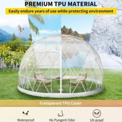 9,5ftx9,5ftx5,8ft genomskinligt bubbeltält med ventilation, högkvalitativa material, stort inre utrymme, vindtät, vattentät, bra stabilitet