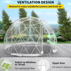 9,5ftx9,5ftx5,8ft genomskinligt bubbeltält med ventilation, högkvalitativa material, stort inre utrymme, vindtät, vattentät, bra stabilitet