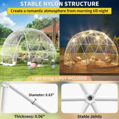 9,5ftx9,5ftx5,8ft genomskinligt bubbeltält med ventilation, högkvalitativa material, stort inre utrymme, vindtät, vattentät, bra stabilitet