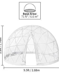 9,5ftx9,5ftx5,8ft genomskinligt bubbeltält med ventilation, högkvalitativa material, stort inre utrymme, vindtät, vattentät, bra stabilitet