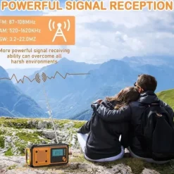Fuleadture Handvevsradio 4000mAh, AM/FM/SW Väderradio, Solcell Vevradio, SOS & Ficklampa för Nödsituationer