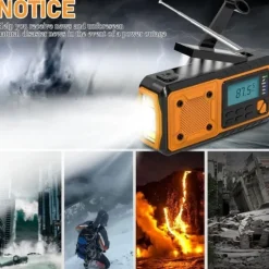 Fuleadture Handvevsradio 4000mAh, AM/FM/SW Väderradio, Solcell Vevradio, SOS & Ficklampa för Nödsituationer