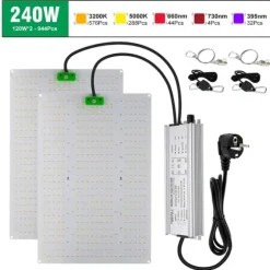 Fullspektrum LED-växtljus, 120W/240W effekt, IP65-klassning,240W