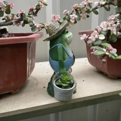 Fun Grodträdgårdsstatyer, Grodträdgårdsdekorationer, Trädgårdsdjursstatyer, Trädgårdspresenter, Julgransprydnader