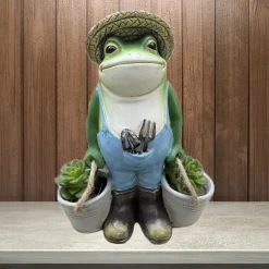 Fun Grodträdgårdsstatyer, Grodträdgårdsdekorationer, Trädgårdsdjursstatyer, Trädgårdspresenter, Julgransprydnader