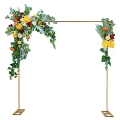 Fyrkantig Bröllopsbåge, Justerbar Höjd 3,6 fot till 9,8 fot, Senapsgul Yta, Robust Järnkonstruction