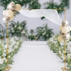 Fyrkantig Bröllopsbåge, Justerbar Höjd 3,6 fot till 9,8 fot, Senapsgul Yta, Robust Järnkonstruction