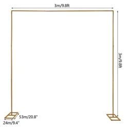 Fyrkantig Bröllopsbåge, Justerbar Höjd 3,6 fot till 9,8 fot, Senapsgul Yta, Robust Järnkonstruction