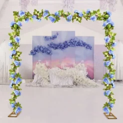 Fyrkantig Bröllopsbåge, Justerbar Höjd 3,6 fot till 9,8 fot, Senapsgul Yta, Robust Järnkonstruction