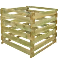 Fyrkantig kompostbehållare i trä - 0,54 m³ | Färg: Tryckimpregnerad furu | Storlek: Fyrkantig