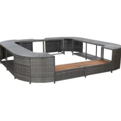 Fyrkantig poolkant i grå konstrotting - Lyxig badtunsaccessoar | Storlek: 268x268x55 cm