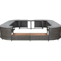 Fyrkantig poolkant i grå konstrotting - Lyxig badtunsaccessoar | Storlek: 268x268x55 cm