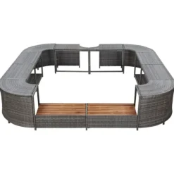 Fyrkantig poolkant i grå konstrotting - Lyxig badtunsaccessoar | Storlek: 268x268x55 cm