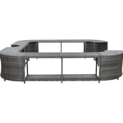 Fyrkantig poolkant i grå konstrotting - Lyxig badtunsaccessoar | Storlek: 268x268x55 cm