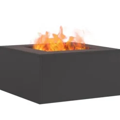 Fyrkantig vedeldad utomhuseldstad i svart stål | Storlek: 60x60x30 cm