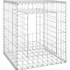 Gabionkorg - Stolpform för trädgårdsdekoration | Storlek: 50x50x60 cm | Material: Järn