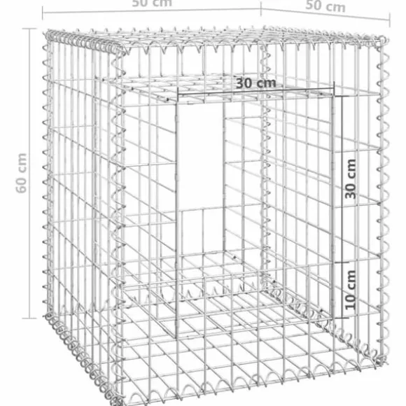 Gabionkorg - Stolpform för trädgårdsdekoration | Storlek: 50x50x60 cm | Material: Järn