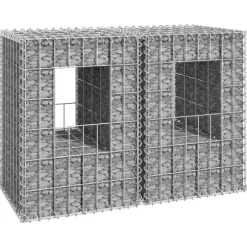 Gabionkorgar 2 st stolpformade - Dekorativa trädgårdskorgar | Storlek: 40x40x60 cm | Färg: Järn