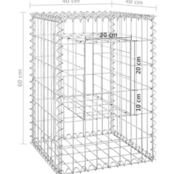 Gabionkorgar 2 st stolpformade - Dekorativa trädgårdskorgar | Storlek: 40x40x60 cm | Färg: Järn