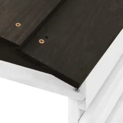 Garage för robotgräsklippare i granträ - Hållbart skydd mot väder | Färg: Svart/Vit | Storlek: 78x74x54 cm