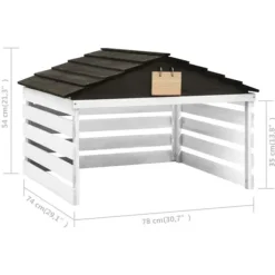 Garage för robotgräsklippare i granträ - Hållbart skydd mot väder | Färg: Svart/Vit | Storlek: 78x74x54 cm