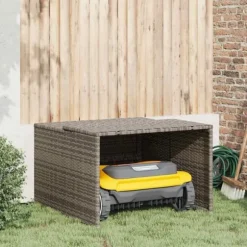 Garage för robotgräsklippare grå 86x90x52/57 cm konstrotting