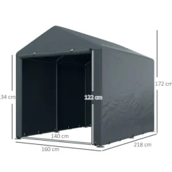 Garage Tält, 160x218x172 cm, Mörkgrå