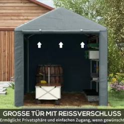 Garagetält 1,6×2,18×1,72 m UV-skydd, vattenavvisande, rullport, grå