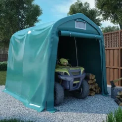 Garagetält i PVC - Vattentålig förvaring för fordon | Storlek: 2,4x2,4 m | Färg: Grön