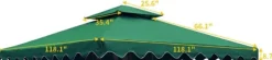 Gazebo Tält, Hållbart Oxford Tyg, Två-Tier Takdesign,grön, 3m * 3m