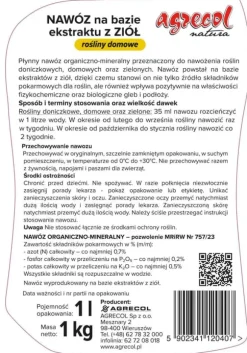 Gödselmedel baserat på örtextrakt för krukväxter 1 l Agrecol