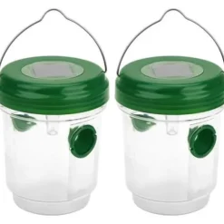 GE27346-2 delar Solar getingfälla med LED-ljus, insektsfällor, anti-insektsfångare honungsfälla Bin bålgetingar