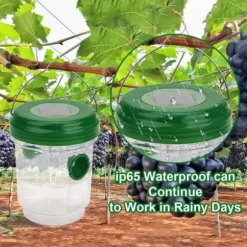 GE27346-2 delar Solar getingfälla med LED-ljus, insektsfällor, anti-insektsfångare honungsfälla Bin bålgetingar