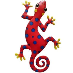 Gecko Ödla Väggdekor Trädgård prydnad 13x22cm - Röd/Blå