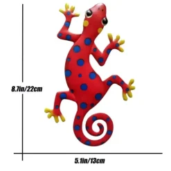 Gecko Ödla Väggdekor Trädgård prydnad 13x22cm - Röd/Blå