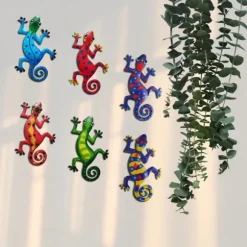 Gecko Ödla Väggdekor Trädgård prydnad 13x22cm - Grön