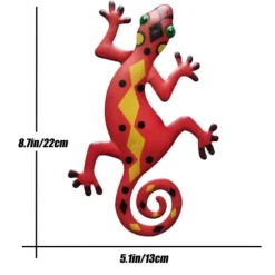 Gecko Ödla Väggdekor Trädgård prydnad 13x22cm - Röd