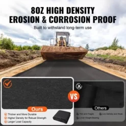 Geotextilväv, 3x30,5 m, Svart, Ovävd kraftig ogräsduk