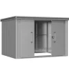 GFP Redskapsbod metall trädgårdsbod 291x221x212 cm verktygsbod med platt tak inkl. skjutdörr i grå vattentät