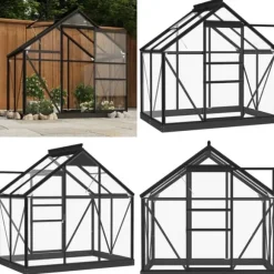 Glasväxthus antracit 155x103x191 cm aluminium - Växthus - Växt Hus - Home & Living