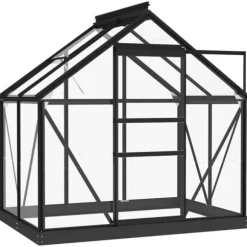 Glasväxthus antracit 155x103x191 cm aluminium - Växthus - Växt Hus - Home & Living