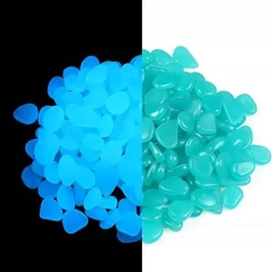 GLORIOUS STONES Fluorescerande stenar BLÅ LYSER I MÖRKRET 50 st