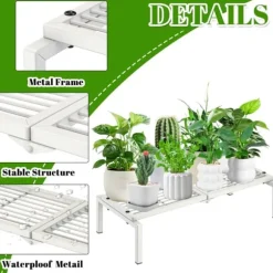 Gouisalin metallväxtställ för inomhusbruk och trädgård 40x84x20,5 cm vit