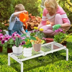 Gouisalin metallväxtställ för inomhusbruk och trädgård 40x84x20,5 cm vit